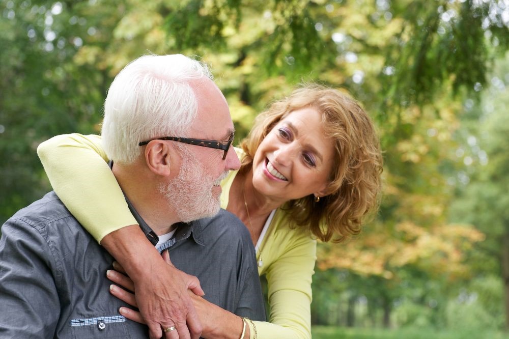 Two people smiling